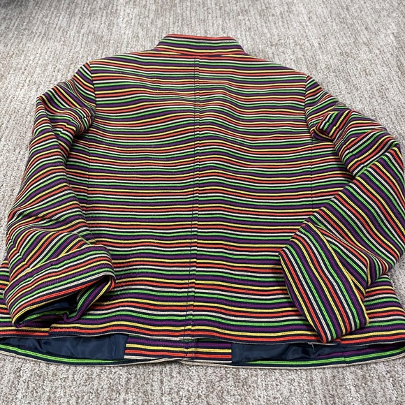 Talbots Retro Striped Metallic Thread Mandarin Collar Jacket – Size 8 - Picture 5 of 7